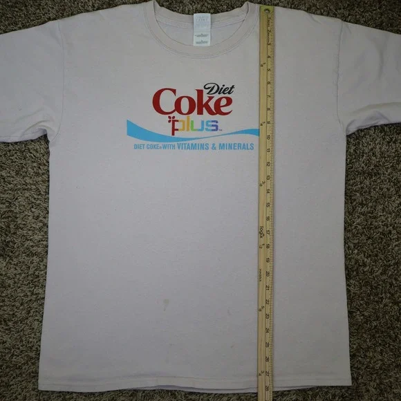 Vintage Diet Coke Plus Graphic Promo T-Shirt Mens Large Light Pink - Picture 13 of 14